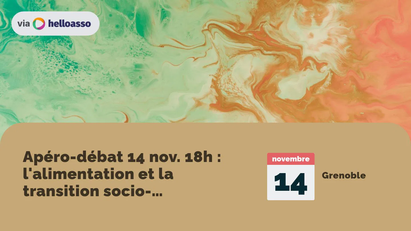Apéro-débat 14 nov. 18h : l'alimentation et la transition socio-environnementale