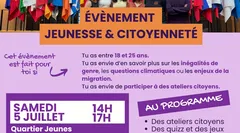 EVENEMENT JEUNESSE ET CITOYENNETE. QJ. 4 Pl. du Louvre. 75001 Paris. Métro : Louvre Rivoli. De 14h à 17h.