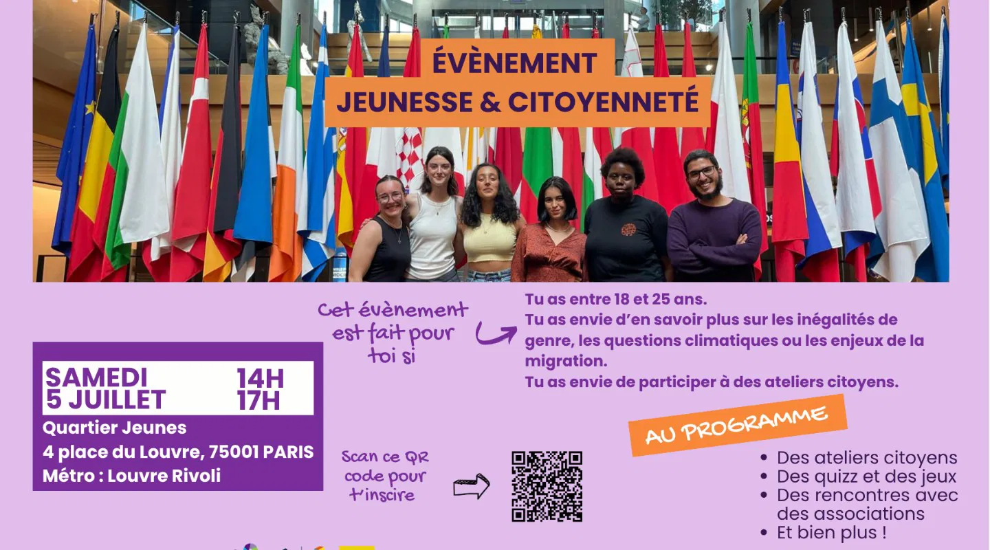 EVENEMENT JEUNESSE ET CITOYENNETE. QJ. 4 Pl. du Louvre. 75001 Paris. Métro : Louvre Rivoli. De 14h à 17h.