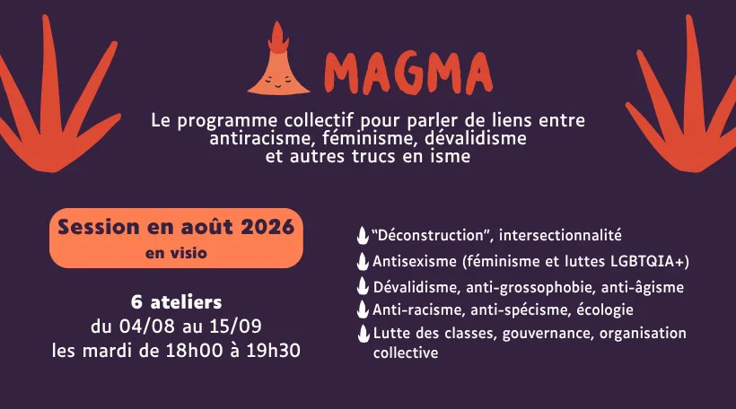 Programme Magma visio les mardis de 18h00 à 19h30, du 4 août au 15 septembre 2026